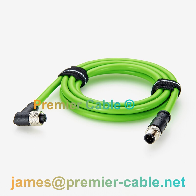 M12 Profinet Industrial Ethernet Connection Cable D-Coded Male-Female Right-Angle Network Cable Industrial Robot Waterproof