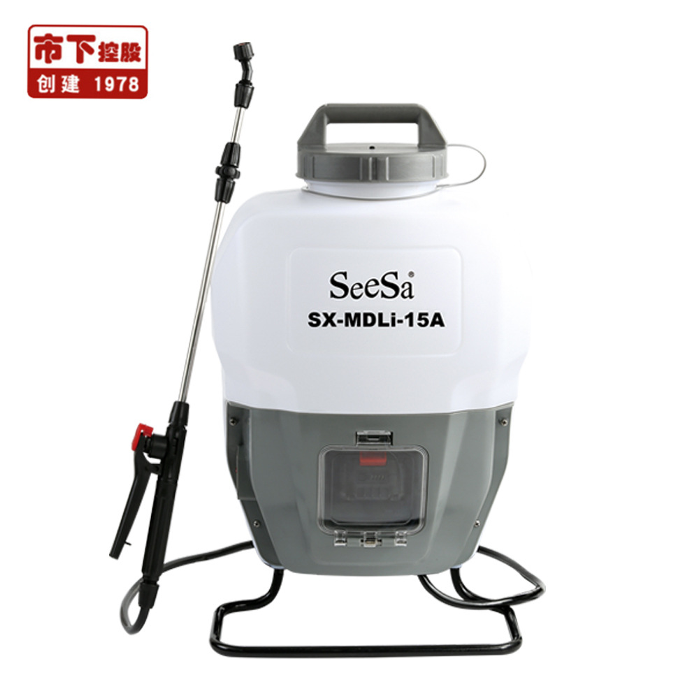 Aplicador de pesticidas con pulverizador eléctrico de 15L, batería de litio, varilla telescópica extendida para huertos MDLI-15A.