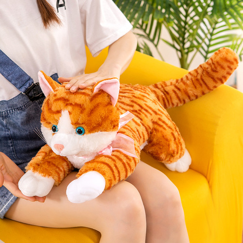 Cute and can call new companion for sleeping, plush cat teddy bear, lounging cat, simulated cat plush toy, soft toy figure.