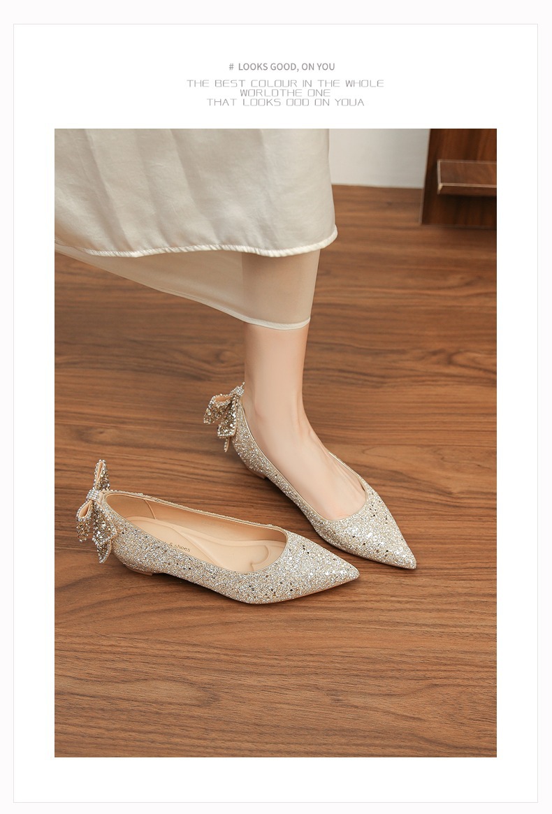 6388E-177 Internal Height Increase Sequin High Heels With Crystal Rhinestones Main Gauze Shoes Xiuhe Two-Way Bride_voghion.com