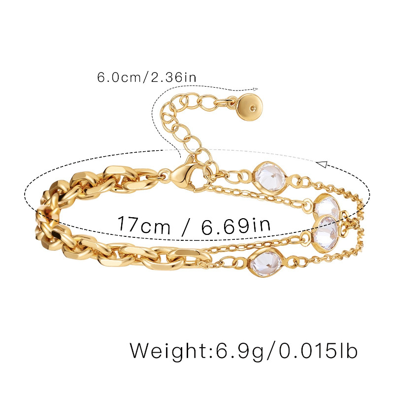 18K fashion inlaid rhinestone multilayer copper bracelet wholesale nihaojewelry