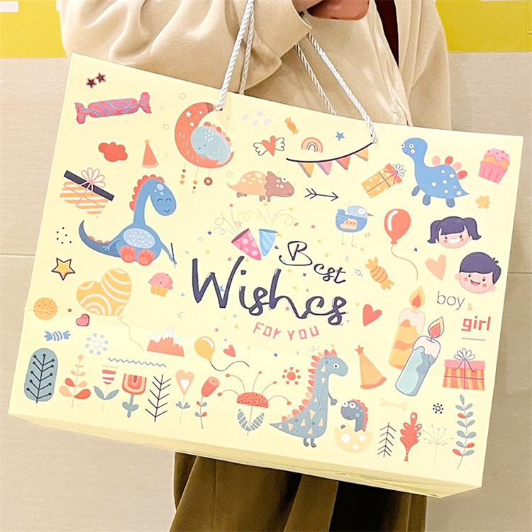 可爱儿童礼品袋卡通袋现货批发礼物包装袋学生伴手礼品手提纸袋