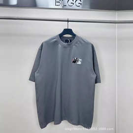 正确版本B家24SS新款 街潮黑胶带可乐 宽松休闲百搭情侣短袖T恤