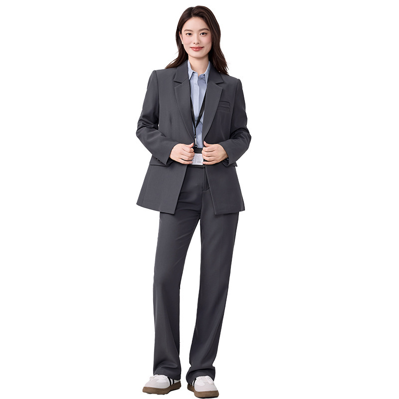 灰色西装套装女2025新款春秋气质高级感职业装正装工作服西服外套|undefined