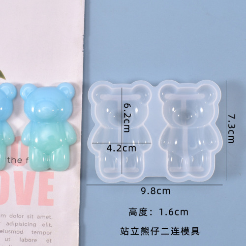 Poppy diy crystal glue mold homemade bear and doll cute three-dimensional table decoration silicone mold