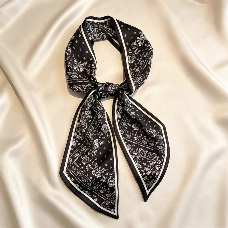 Narrow Long Silk Scarf Spring and Autumn All-match Women's 2023 Houndstooth Professional Decorative Small Scarf Hair Band Tie Bag Scarf Narrow Long Silk Scarf Spring and Autumn All-match Women's 2023 Houndstooth Professional Decorative Small Scarf Hair Band Tie Bag Scarf