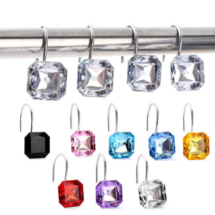 Cross-border shower curtain hook transparent color Square acrylic rhinestone shower curtain hook curtain hook manufacturers