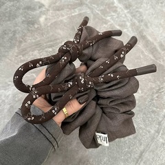 高级复古咖色碎花蝴蝶结大肠发圈洋气显发量头绳韩版女丸子头皮筋
