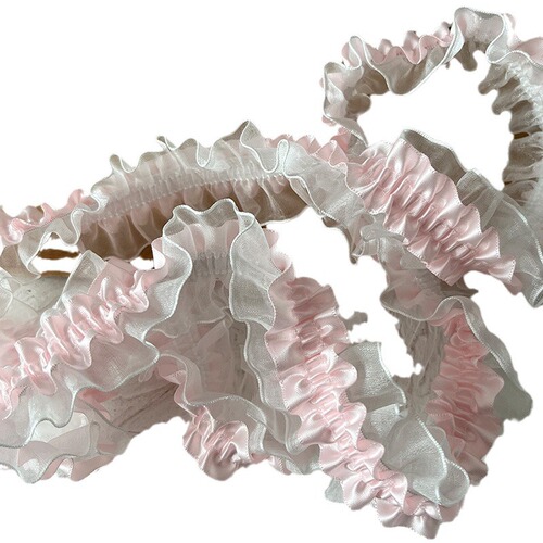 Xiaoxiangfeng double-layer pink elastic lace clothes lace accessories decoration handmade diy material fungus elastic band