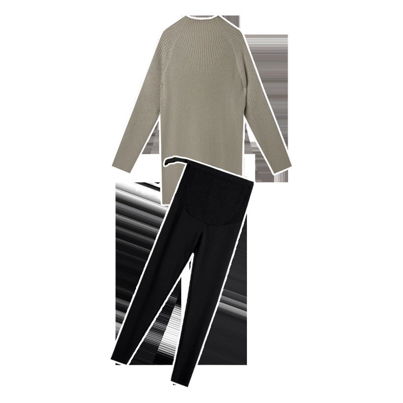 Свитер для беременных женщин средней длины, модная водолазка в Корейском стиле, свободная универсальная вязаная рубашка с мягким клеевым низом, осень и зима