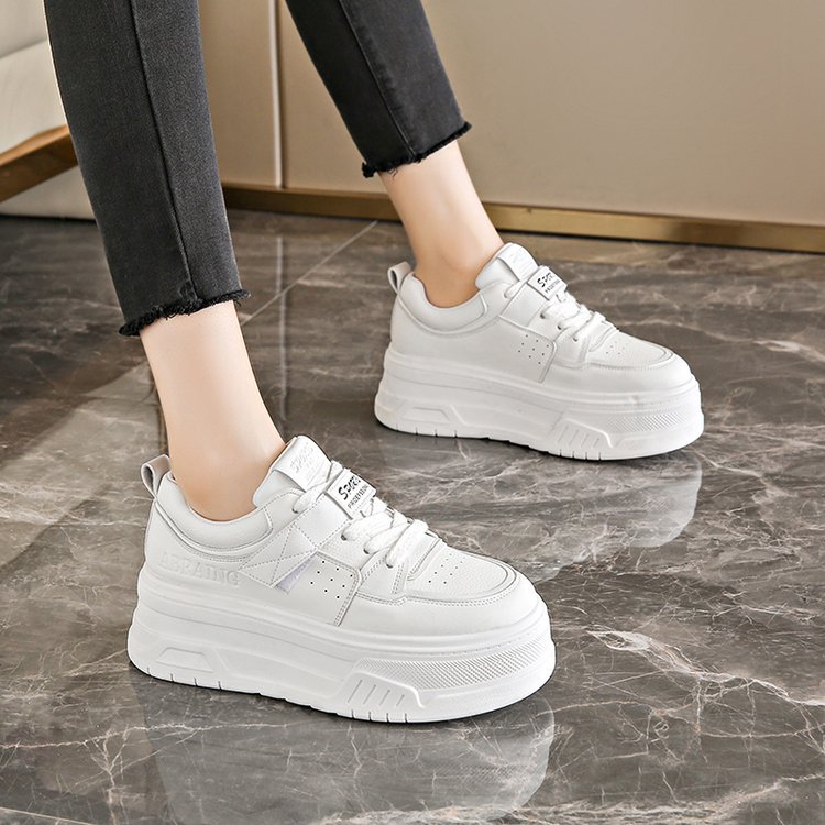2024 otoño nuevos zapatos blancos en zapatos deportivos casuales zapatos muffin de suela gruesa