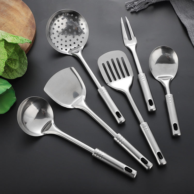 九珠加厚钢柄不锈钢厨具套装炒菜铲子锅铲烹饪勺子可加印logo|ru