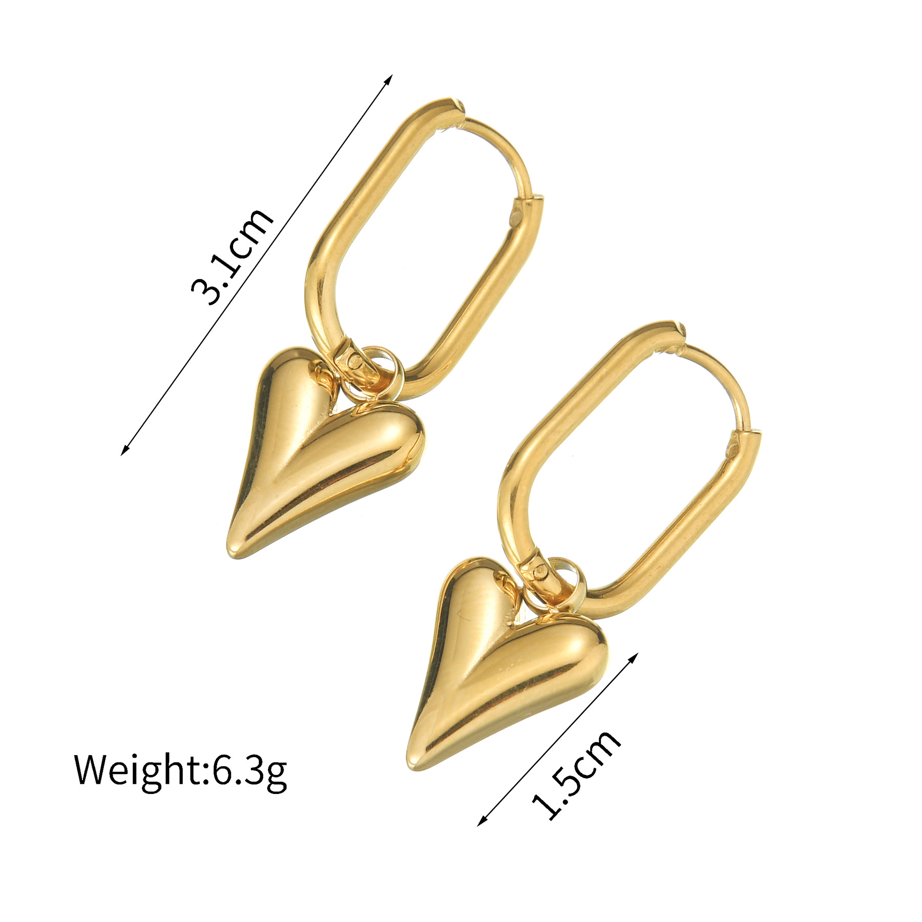 9g Weight PVD Coated Gold Plating Process 201 Stainless Steel Ear Needle Material 18K Real Gold Plated Plating Material Stone-Free Inlay Material Drop Earrings, Ear Studs Classification 1 Pair Quantity Daily Occasion 201 Stainless Steel Material Heart Shape Pattern Women's Gender Retro, IG Style Style Mixed Metal, Plating Craft 1 Pair IG Style Retro Heart Shape Mixed Metal Plating 304 Stainless Steel Drop Earrings Ear Studs 15