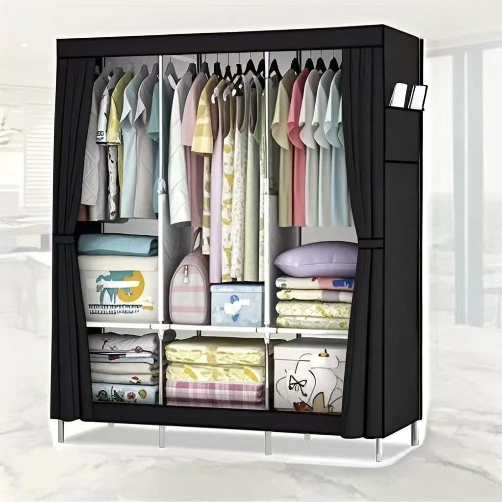 Armario de almacenamiento de refuerzo simple Armario de tela con marco de acero reforzado a prueba de polvo Yuding Armario de dormitorio de combinación simple moderno