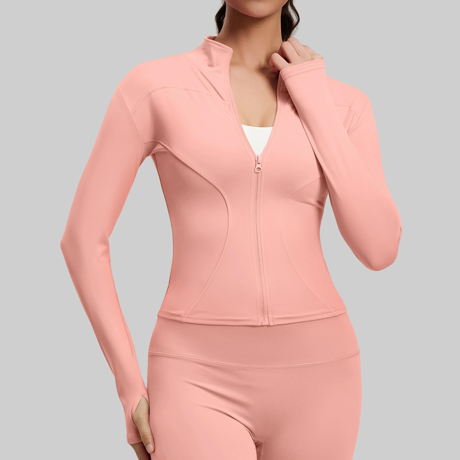 Дышащая йога-куртка — Slim-Fit с длинным рукавом для зала и бега, европейский стиль, размеры S–XXXL