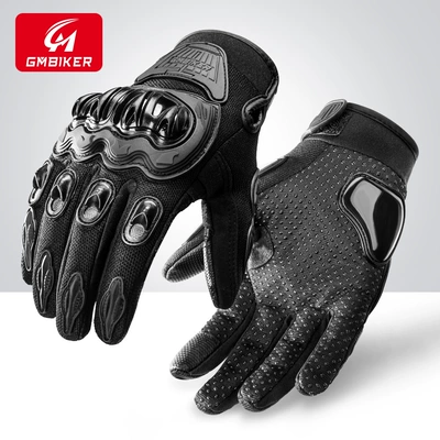 Motorcycle Gloves Breathable Protective Touch Screen Summer Electric Bicycle Cycling Motorcycle Riding Equipment All Finger Four Seasons Thin (Motorcycle Safety Supplies) - black-ice-feel-breathable-touch-screen-anti-fall-m