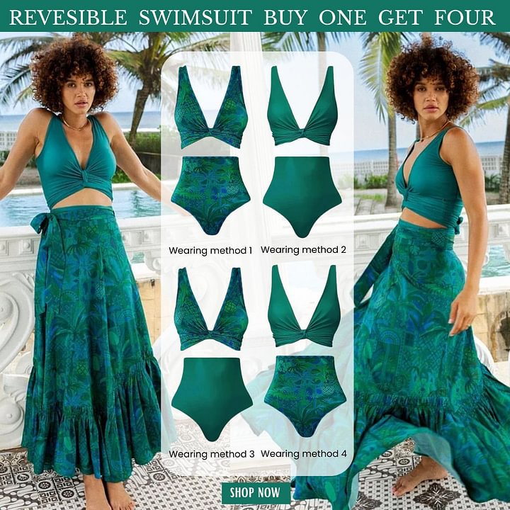 2024 Europe and the United States new Amazon AliExpress double-sided multi-wear swimsuit slim high waist bikini suit women cross-border