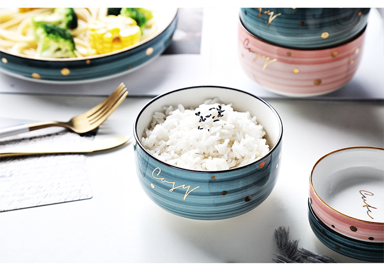 碗碟套装北欧创意个性家用轻奢陶瓷碗筷碗盘精致网红餐