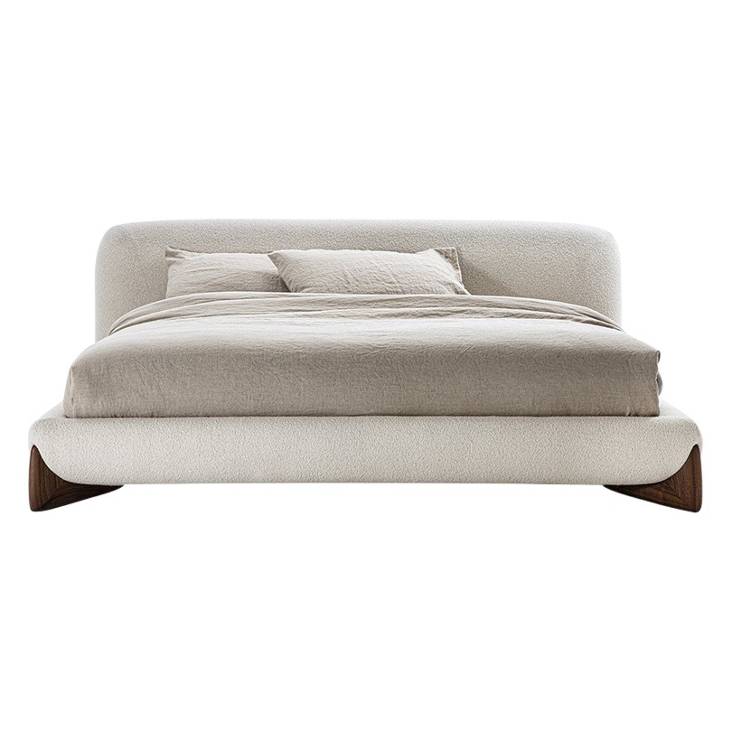 Moderno minimalista cama de boda de 1,8 m tela nórdica cama de madera maciza cama japonesa dormitorio principal minimalista luz cama de lujo estilo ins