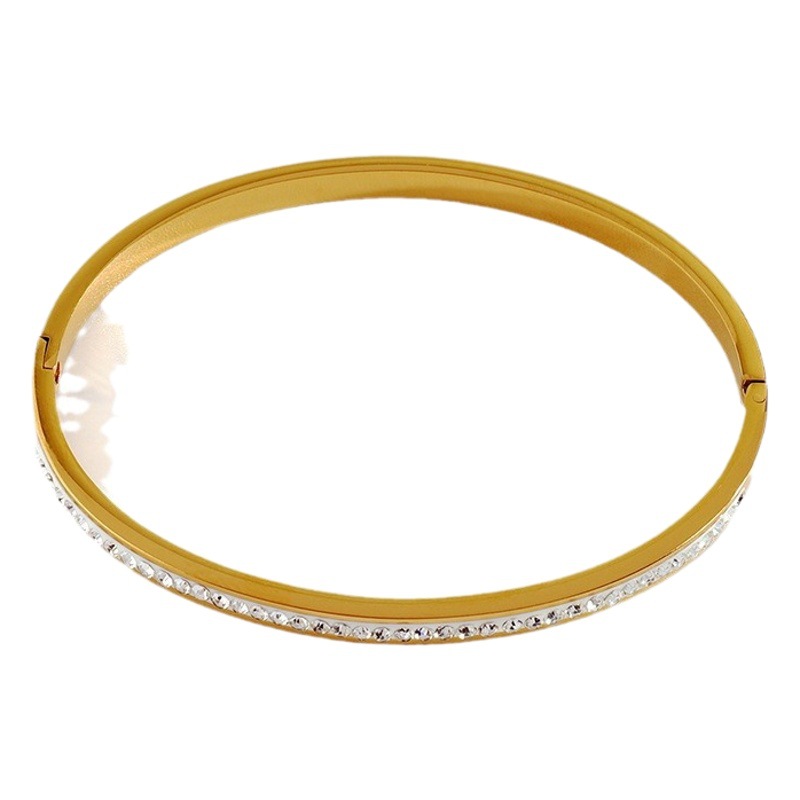 Pulsera de acero de titanio para niñas de alto grado micro Diamante de moda pequeña pulsera de acero inoxidable fresca de una sola fila nicho de diamantes pulsera de todo fósforo