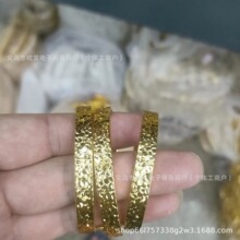 金店同款古法沙金爆闪碎碎冰开口手镯个性时尚碎金子手镯批发手工