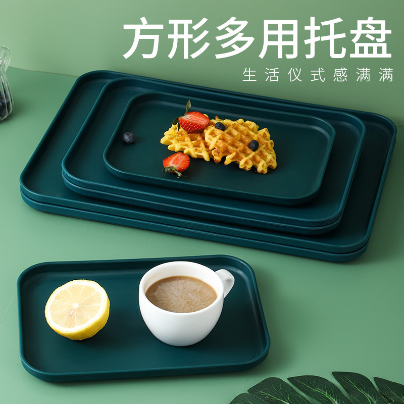 Plastic plate rectangular ins plate high-looking creative home restaurant tray storage fruit tea tray wholesale