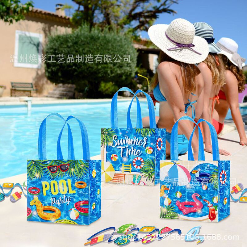 Special Offer Wff004 Export Summer Hawaiian Pool Swim Ring with Bottom and Side Non-Woven Fabric Tote Bag