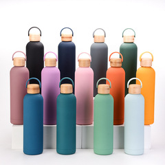 2024 New 1L Large Capacity Thermos Cup American Outdoor Sports Bottle Water Bottle Bamboo Cover Portable Water Cup