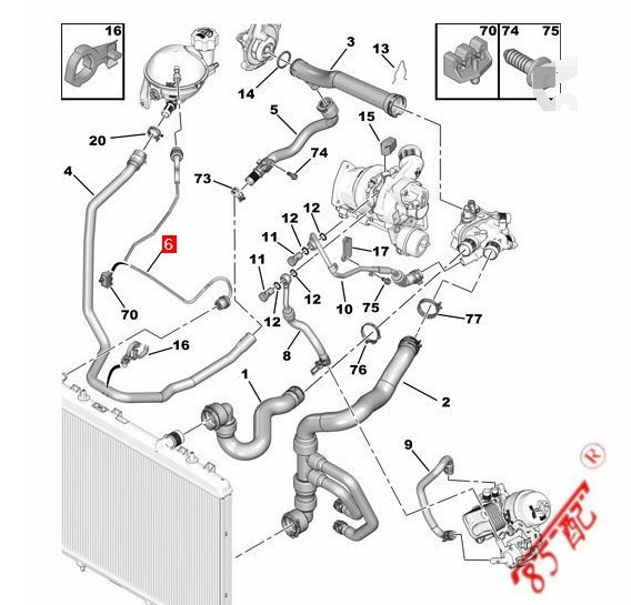 Radiator exhaust pipe 1323Y4 for Peugeot 3008308RCZ Citroen DS4DS5DS6