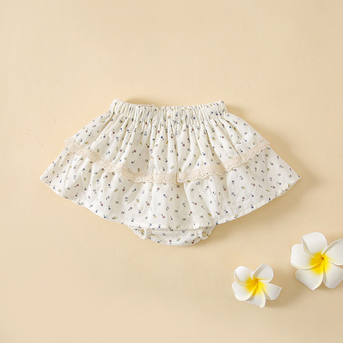 Korean style infant floral culottes ins lotus lace bread pants floral cake culottes cute lantern shorts