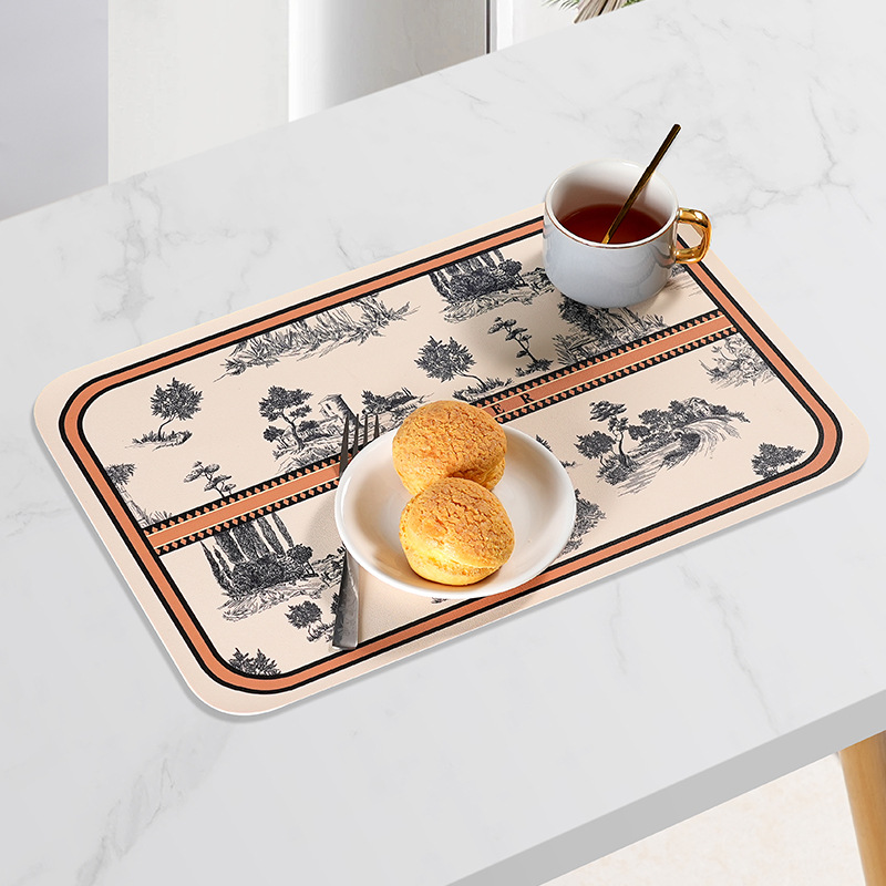 Estera de cuero de lujo ligero nórdico estera de placa antideslizante a prueba de aceite estera de mesa estera de aislamiento térmico estera de tazón antiquemaduras posavasos desechable