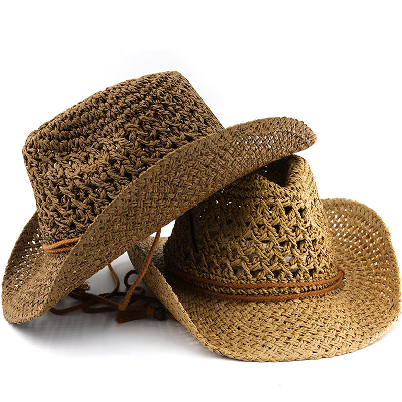 Unisex Retro Western Cowboy Straw Hat For Beach And Outdoor Travel_voghion.com