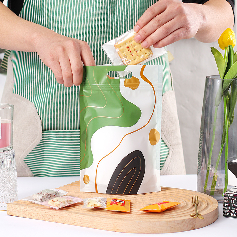 Copo de nieve de dibujos animados crujiente auto-permanente bolsa turrón bolsa de embalaje Caja de galletas leche azufaifo bolsa de caramelo bolsa de cremallera portátil