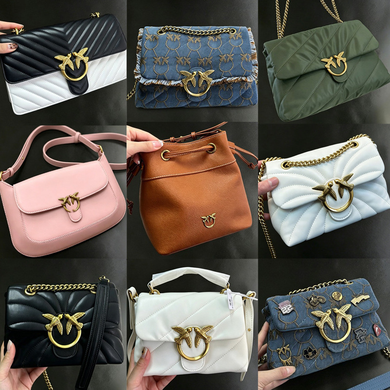 Classic V-Pattern Quilted Small Swallow Bag, Bird Bag, Pinko Style Single Shoulder Crossbody Genuine Leather Sheepskin Women's Bag