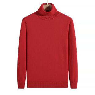 Sweater men's autumn and winter fleece-lined thick warm solid color high collar cotton wool sweater autumn clothing cross-border wholesale
