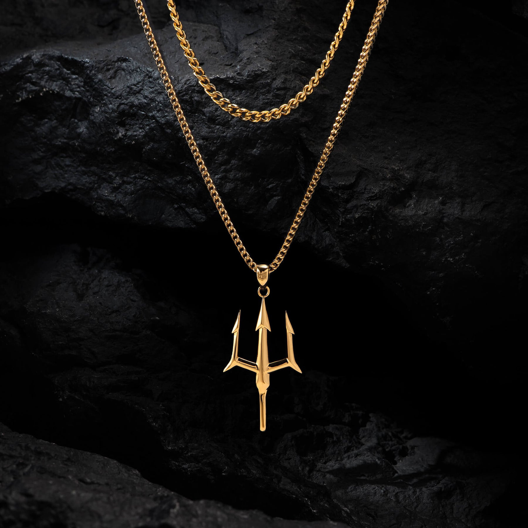 Cross-Border Hot-Selling New Neptune Trident Necklace European and American Men's Design Domineering Hip-Hop Pendant