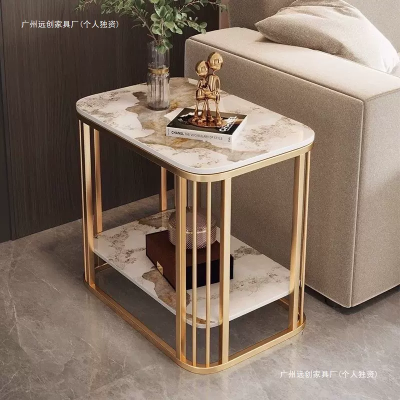 2025新款意式岩板茶几高级小方桌简约卧室床头柜现代家用沙发边几