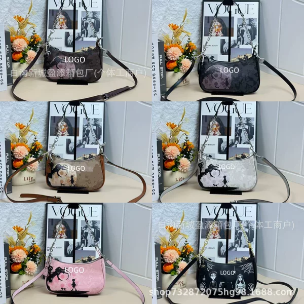 Cross-border Halloween new crescent-shaped underarm bag, fashionable and trendy pumpkin design, versatile shoulder bag for women