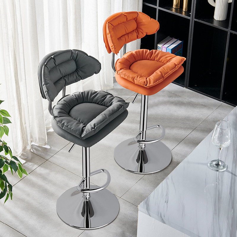 Bar Chair High Stool Front Desk Barber Shop Cashier High Chair Liftable Rotating Bar Chair with Armrests Normcore