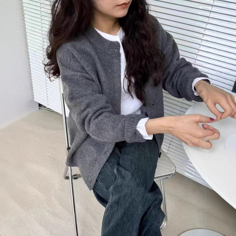 日系休闲软糯毛衣开衫女秋冬新款宽松慵懒风显瘦气质加厚针织外套|undefined