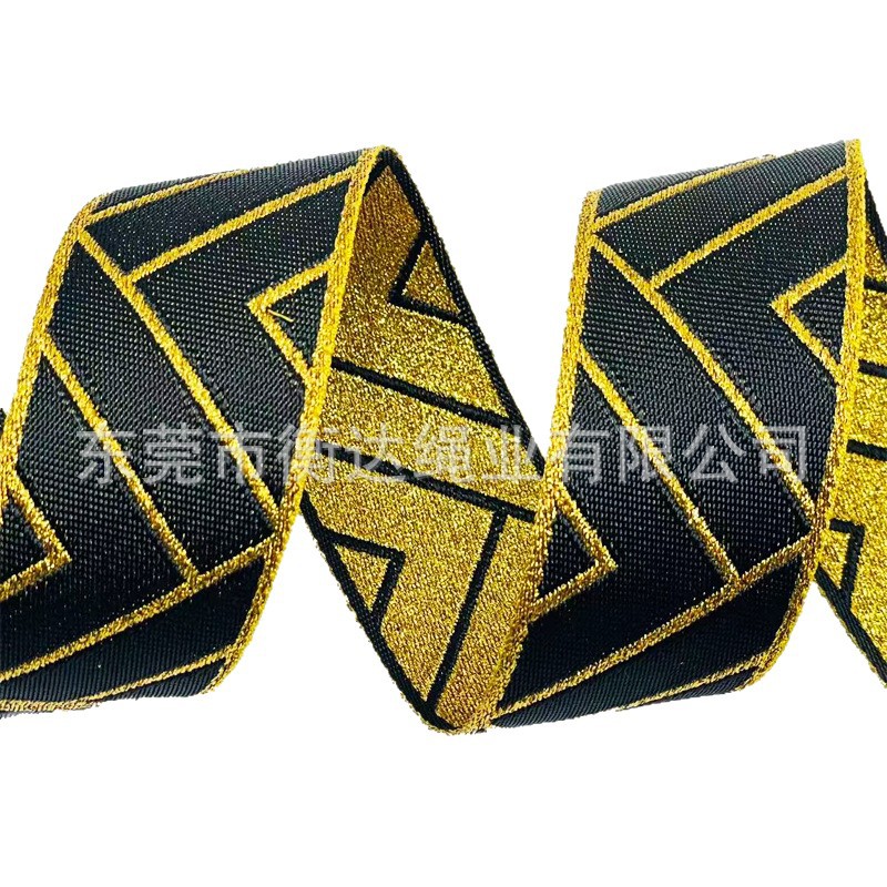 Fábrica personalizada brillante oro y plata cebolla poliéster imitación de nylon jacquard cinta de tela bolsa cinturón accesorios de ropa cinta