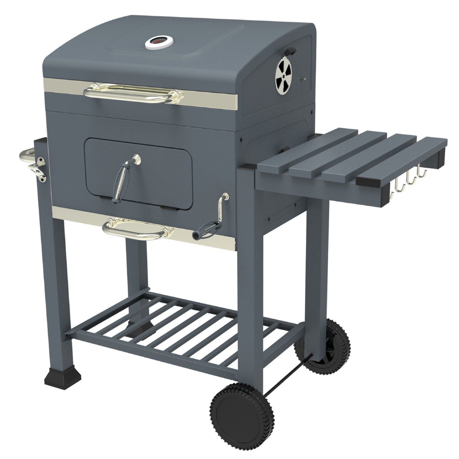 Carro del fabricante caja cuadrada estufa chimenea parrilla de barbacoa con mesa auxiliar parrilla de barbacoa con ruedas parrilla de barbacoa