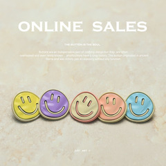 【藝森】小香可愛風笑臉金屬紐扣毛衣外套開衫微笑扣子大衣西裝扣