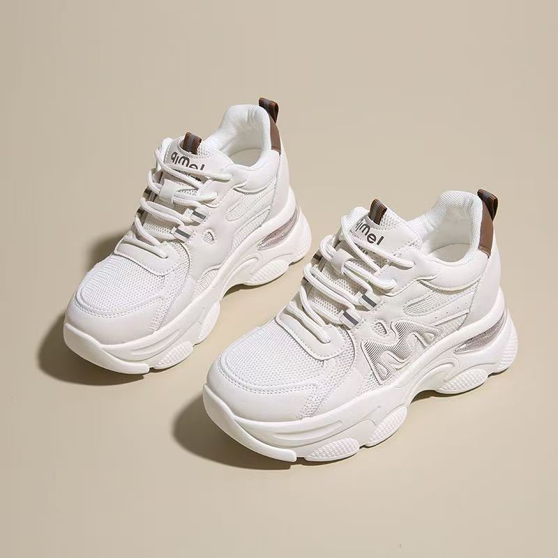 Explosiva de comercio exterior, aumento interno de las mujeres 2025 nuevos zapatos de papá deportivos de suela gruesa de verano, zapatos transpirables de malla de suela suave para mujeres