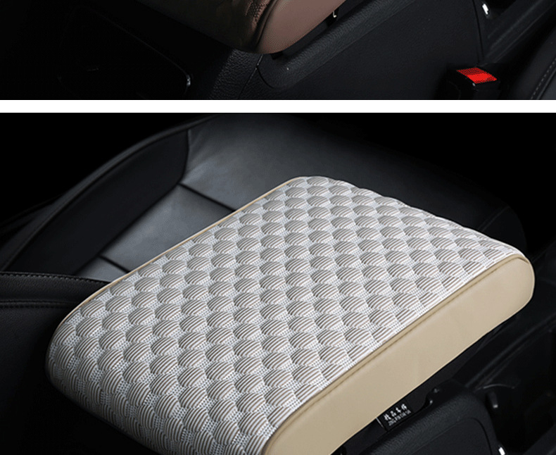 Factory direct car summer ice silk armrest box cushion memory foam leather booster cushion universal central armrest pillow