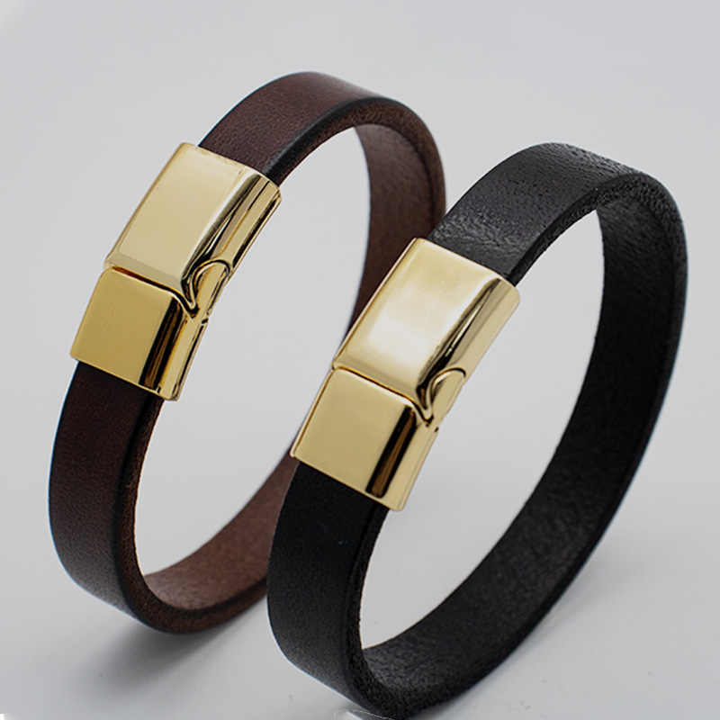 Amazon Cross-Border Magnetic Clasp Bracelet for Men, Leather Cord Hand Accessory, Punk Style, Simple Cowhide Bracelet Manufacturer Amazon Cross-Border Magnetic Clasp Bracelet for Men, Leather Cord Hand Accessory, Punk Style, Simple Cowhide Bracelet Manufacturer