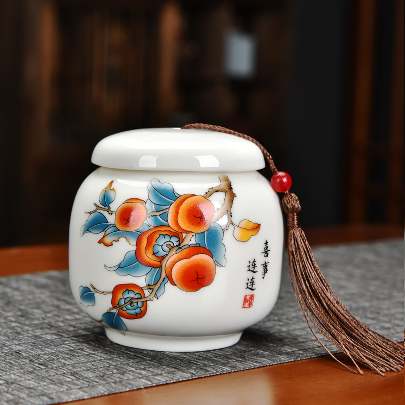 茶叶罐白瓷小号家用绿茶红茶防潮密封罐子罐装花茶陶瓷存茶储存罐