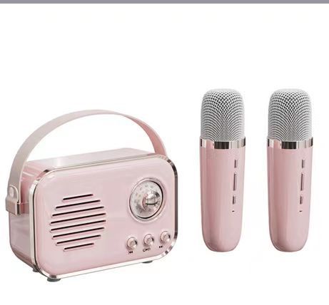 Nuevo Altavoz Bluetooth inalámbrico micrófono retro al aire libre ksong audio portátil todo en uno de los niños al por mayor