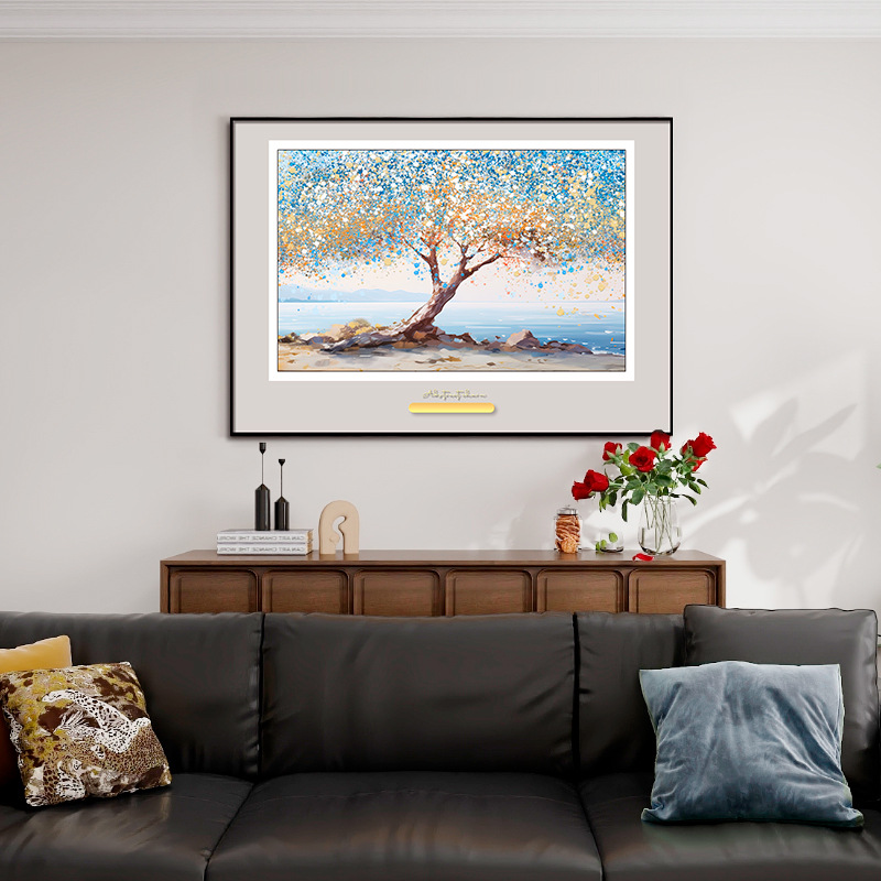 Fondo de sala de estar moderno y simple pintura al óleo de paisaje pastoral pintura de restaurante pintura de cabecera de dormitorio hermosa pintura de paisaje de flores