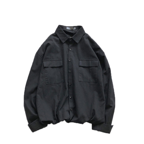 Spring and Autumn Hong Kong-style Trendy Brand Workwear Shirt for Men – Korean-Style, Versatile, Loose-Fit, Student-Friendly, Cool, Long-Sleeve Top for Outwear